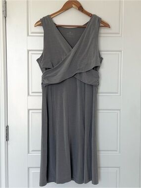 Athleta Adriana Faux Wrap Sleeveless Scoop Neck Gray Dress
